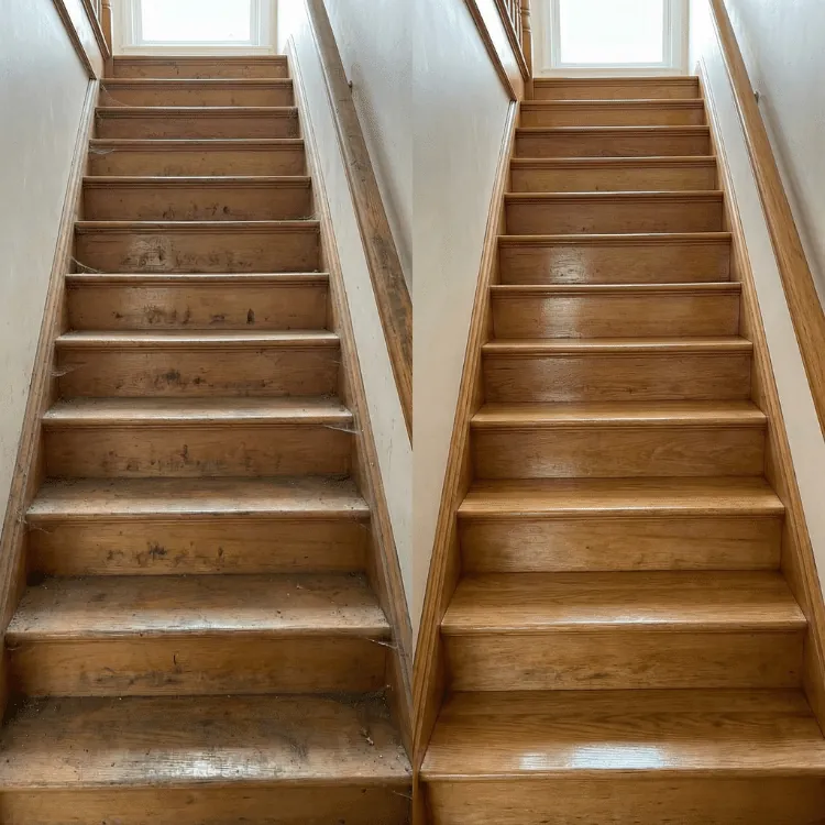 Reinigung einer Treppe – Vorher-nachher-Bilder